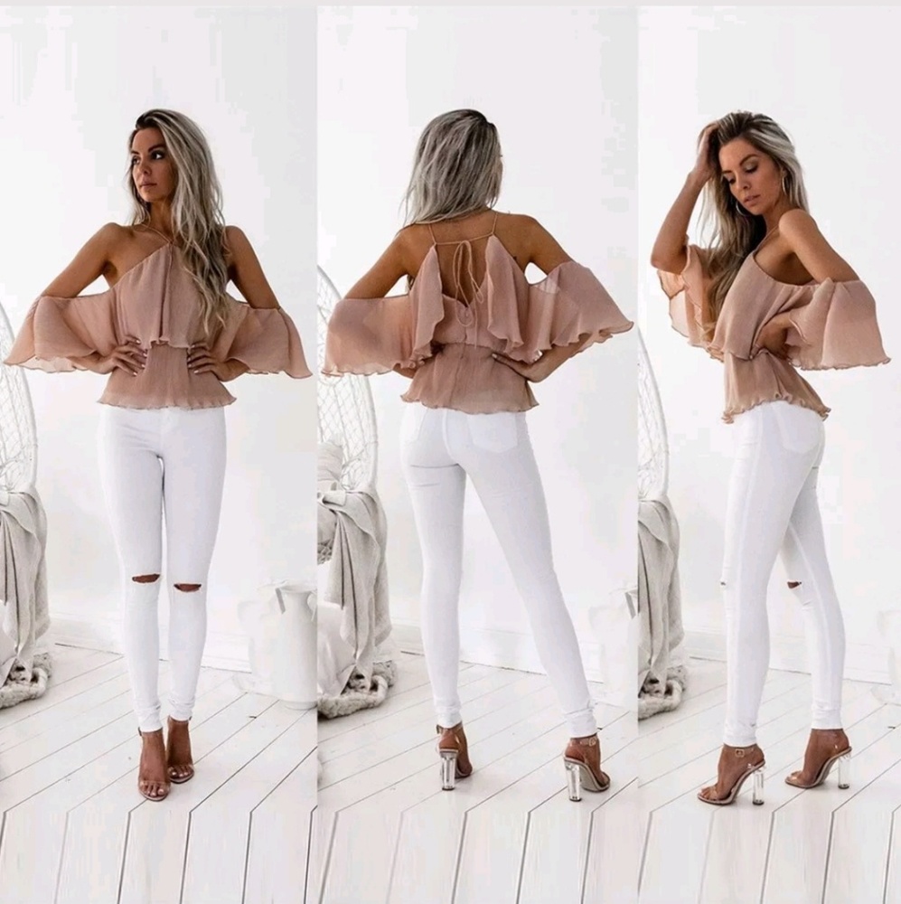 ✨HP✨Women’s Blush Chiffon Halter Top - Picture 5 of 7